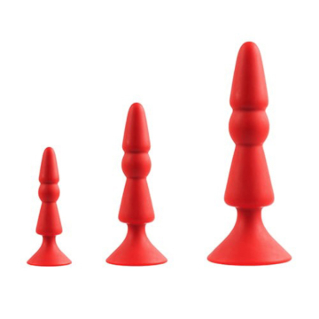 3-Piece Anal Cone Butt Plug Set (Red) - Menzstuff