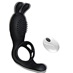 Vibrating Rabbit Cock Ring with Remote Control - Rechargeable