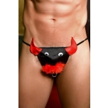 Black & Red Bull Thong by Kinksters