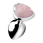 Small Anal Plug with Pink Heart Gemstone - XR Brands