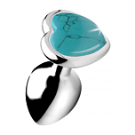 Small Anal Plug with Turquoise Heart Gemstone - XR Brands