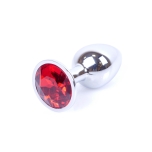 Jewellery Silver Butt Plug 7 cm - Red - Classic Anal Plug - Aluminium